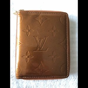 Louis Vuitton Caramel Gold/Bronze Patent Vernis Compact Zippy Wallet